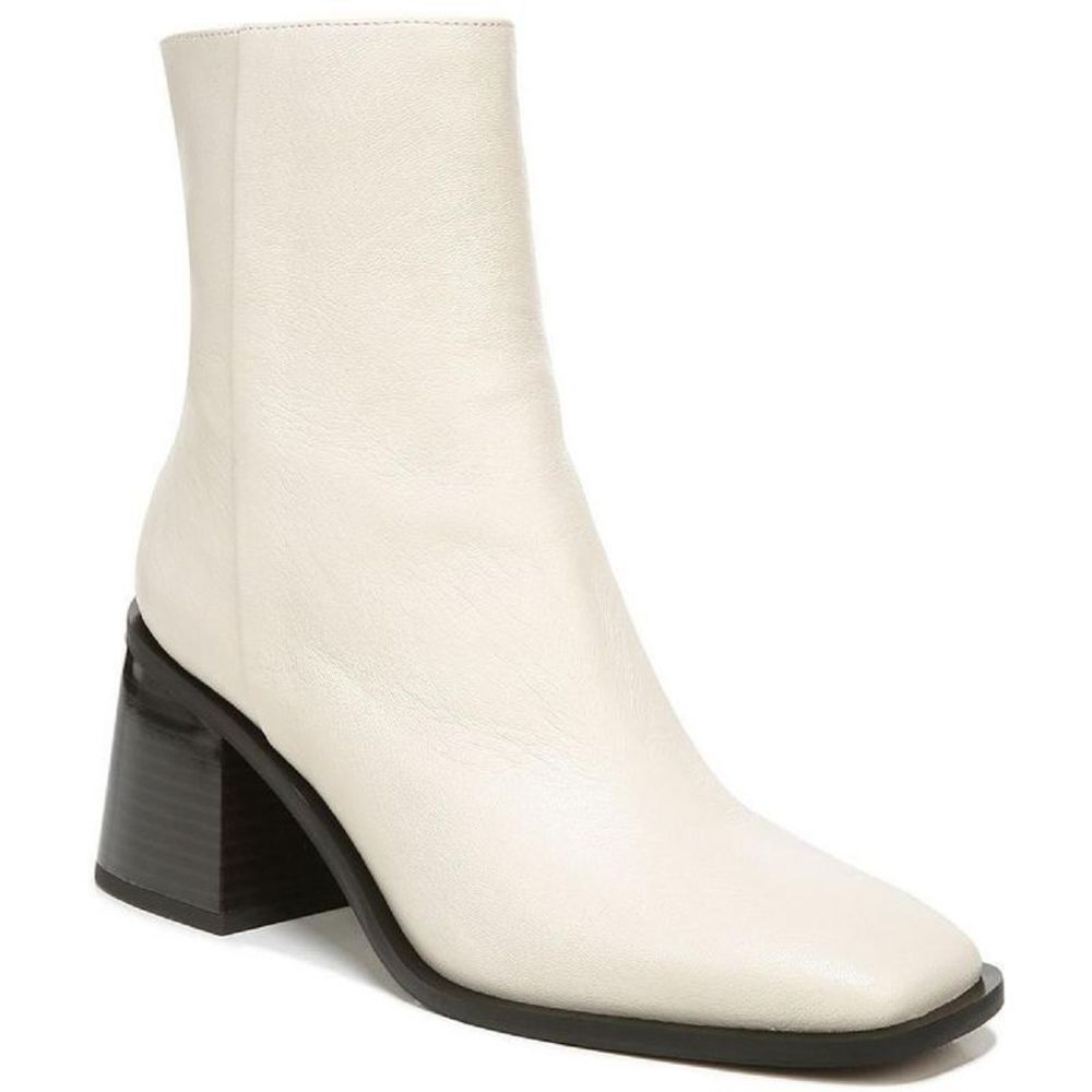 Sam Edelman Womens Winnie Ivory Leather Booties Zip Up Ankle Boots Heels Used